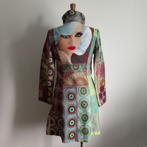 Desigual - Colorful Floral and Geometric Patchwork Coat - Picture 7 of 12
